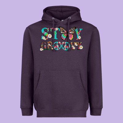 Stay Groovy With Butterfly Peace Sign And Flowers Heavyweight Hoodie Designed By Artiststas