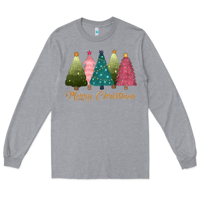 Merry Christmas Trees Long Sleeve Tee by CowGirlArtShop | Teevron