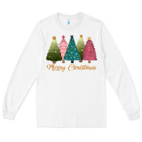 White merry christmas trees Long Sleeve Tee - CowGirlArtShop
