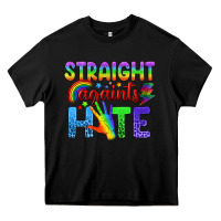 Black Straight Againts Hate Heavy Core Tee - BundleAndBundleShop
