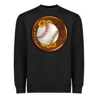 Black baseball with sunflower round earrings Heavyweight Sweatshirt - BundleAndBundleShop