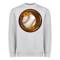 Heather Grey baseball with sunflower round earrings Heavyweight Sweatshirt - BundleAndBundleShop