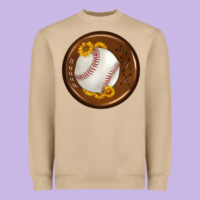 Baseball With Sunflower Round Earrings Heavyweight Sweatshirt Designed By Bundleandbundleshop