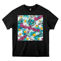 Black Hairdresser Scissor And Stars With Glitter Seamless Pattern Bbs Heavy Core Tee - BundleAndBundleShop