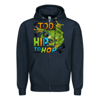 Navy too hip to hop frog Zipper Hoodie - LillyAllenDesigns