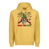 Antique Gold what the elf skull Premium Hoodie - FaDigitalArtStudio