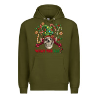 Army Green what the elf skull Premium Hoodie - FaDigitalArtStudio