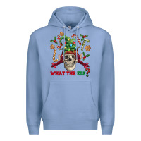 Colony Blue what the elf skull Premium Hoodie - FaDigitalArtStudio