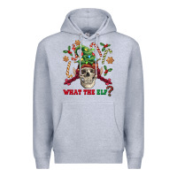 Heather Grey what the elf skull Premium Hoodie - FaDigitalArtStudio