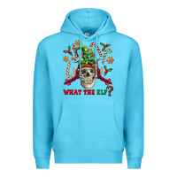 Ocean Blue what the elf skull Premium Hoodie - FaDigitalArtStudio