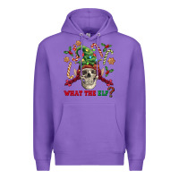 Purple what the elf skull Premium Hoodie - FaDigitalArtStudio