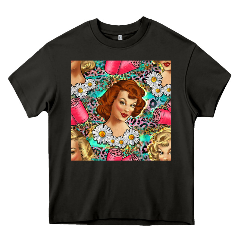 Hairdresser Western Girl And Hair Curler Seamless Pattern Bbs Heavy Core Tee by BundleAndBundleShop | Teevron
