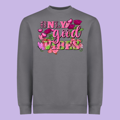 Valentine's Day Only Good Vibes Heavyweight Sweatshirt Designed By Fadigitalartstudio