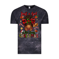 Cloud Black just a girl who loves christmas afro messy bun Vintage Tee - texasbilliewilder