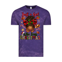 Cloud Purple just a girl who loves christmas afro messy bun Vintage Tee - texasbilliewilder