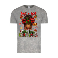 Cloud Rock just a girl who loves christmas afro messy bun Vintage Tee - texasbilliewilder