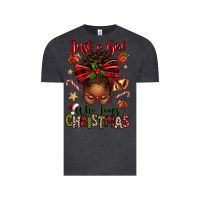 Vintage Black just a girl who loves christmas afro messy bun Vintage Tee - texasbilliewilder