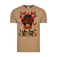 Vintage Coffee just a girl who loves christmas afro messy bun Vintage Tee - texasbilliewilder