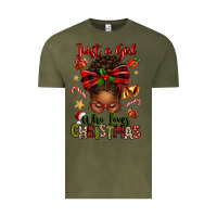 Vintage Olive just a girl who loves christmas afro messy bun Vintage Tee - texasbilliewilder