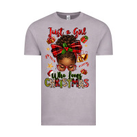 Vintage Zinc just a girl who loves christmas afro messy bun Vintage Tee - texasbilliewilder