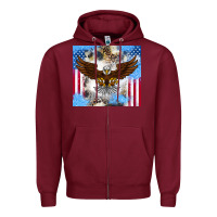 Burgundy America Eagle Zipper Hoodie - CowhideDigitalArt