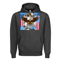 Charcoal Heather America Eagle Zipper Hoodie - CowhideDigitalArt