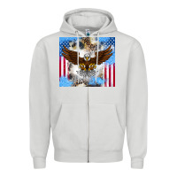 Dove Grey America Eagle Zipper Hoodie - CowhideDigitalArt