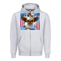 Heather Grey America Eagle Zipper Hoodie - CowhideDigitalArt
