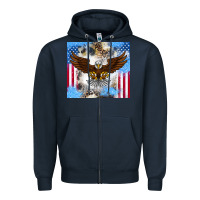 Navy America Eagle Zipper Hoodie - CowhideDigitalArt