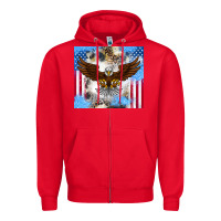 Red America Eagle Zipper Hoodie - CowhideDigitalArt