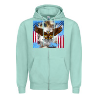 Seafoam America Eagle Zipper Hoodie - CowhideDigitalArt