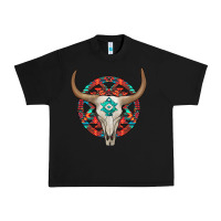Black turquoise aztec bullskull Urban Heavy Tee - JahusDesignShop