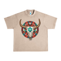 French Oak turquoise aztec bullskull Urban Heavy Tee - JahusDesignShop