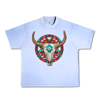 Grape Ice turquoise aztec bullskull Urban Heavy Tee - JahusDesignShop