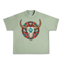 Oil Green turquoise aztec bullskull Urban Heavy Tee - JahusDesignShop