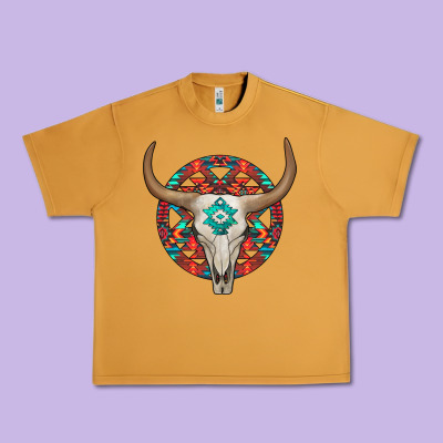 Turquoise Aztec Bullskull Urban Heavy Tee Designed By Jahusdesignshop