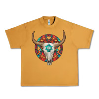 Peanut Butter turquoise aztec bullskull Urban Heavy Tee - JahusDesignShop