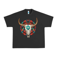 Pigment Black turquoise aztec bullskull Urban Heavy Tee - JahusDesignShop