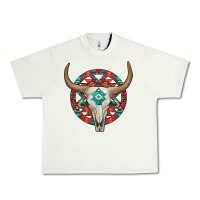 Pistachio turquoise aztec bullskull Urban Heavy Tee - JahusDesignShop