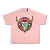 Salmon turquoise aztec bullskull Urban Heavy Tee - JahusDesignShop