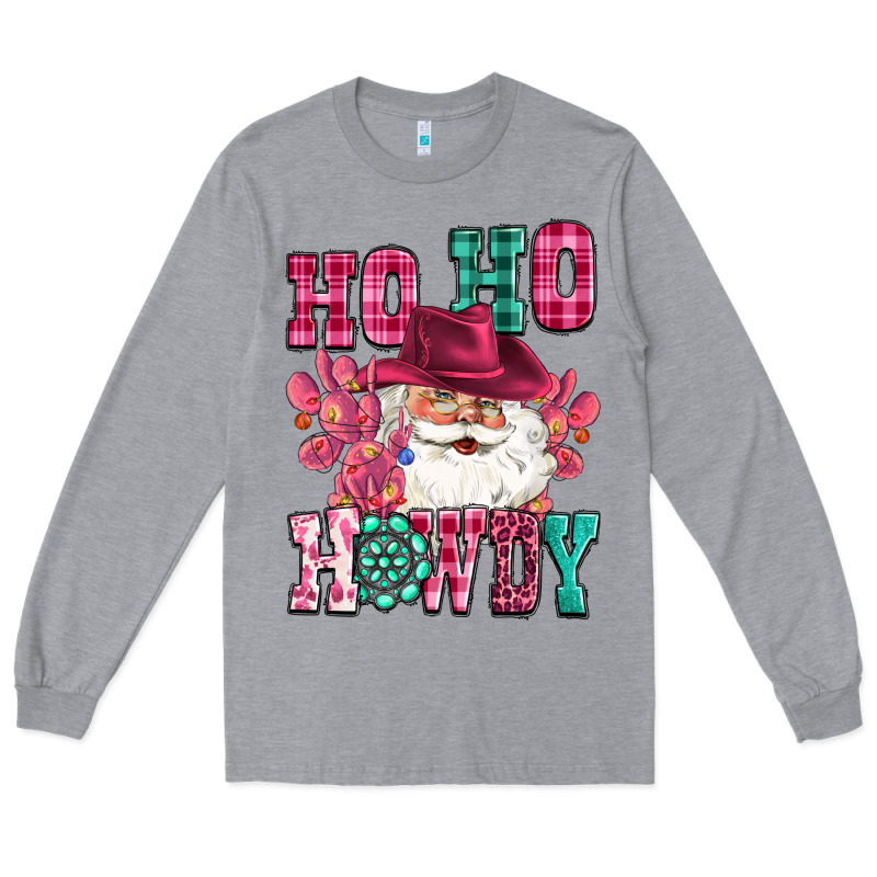 Ho Ho Howdy Santa Pink Christmas Long Sleeve Tee by CowGirlArtShop | Teevron