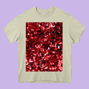 Red Glitter Party Sequins Heavy Core Tee Designed By Lanvoart