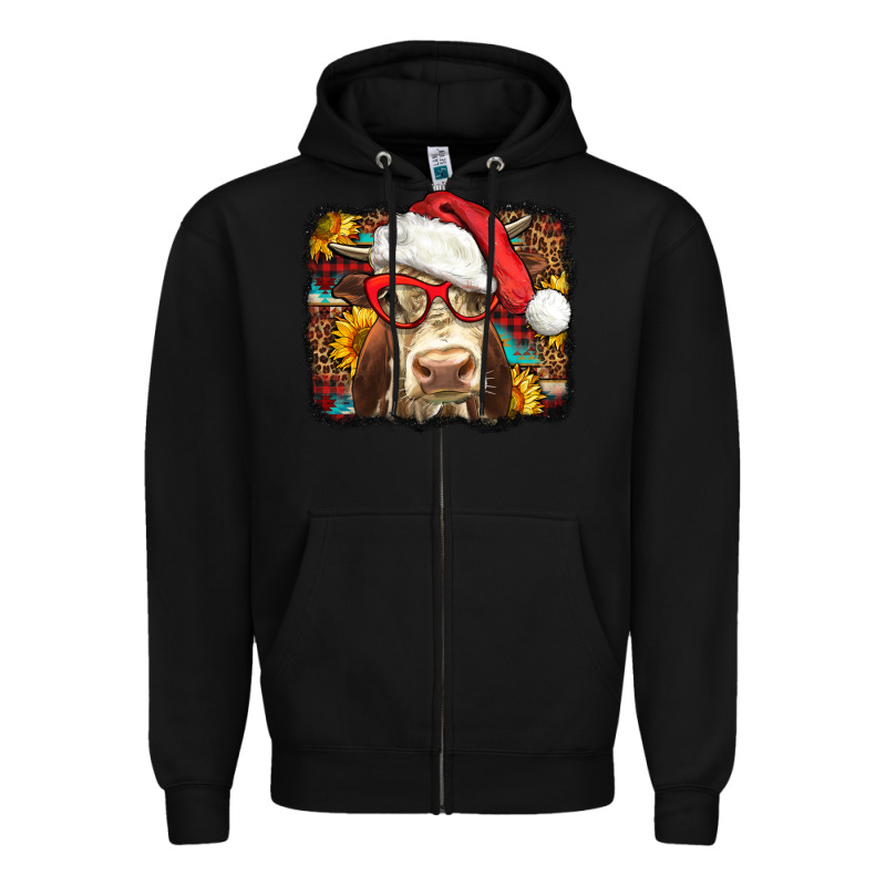 Christmas Cow Zipper Hoodie by LillyAllenDesigns | Teevron