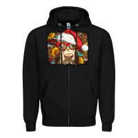 Black Christmas Cow Zipper Hoodie - LillyAllenDesigns