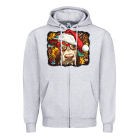 Heather Grey Christmas Cow Zipper Hoodie - LillyAllenDesigns