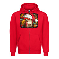 Red Christmas Cow Zipper Hoodie - LillyAllenDesigns