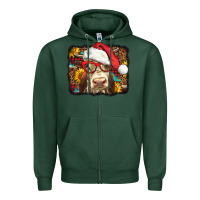 Sports Green Christmas Cow Zipper Hoodie - LillyAllenDesigns