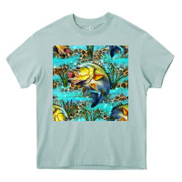 Lake Fish And Reeds With Leopard Seamless Pattern Bbs Heavy Core Tee | Teevron
