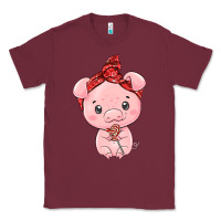 Burgundy cute pig Classic Tee - texasbilliewilder