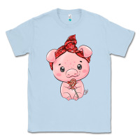 Dusty Blue cute pig Classic Tee - texasbilliewilder